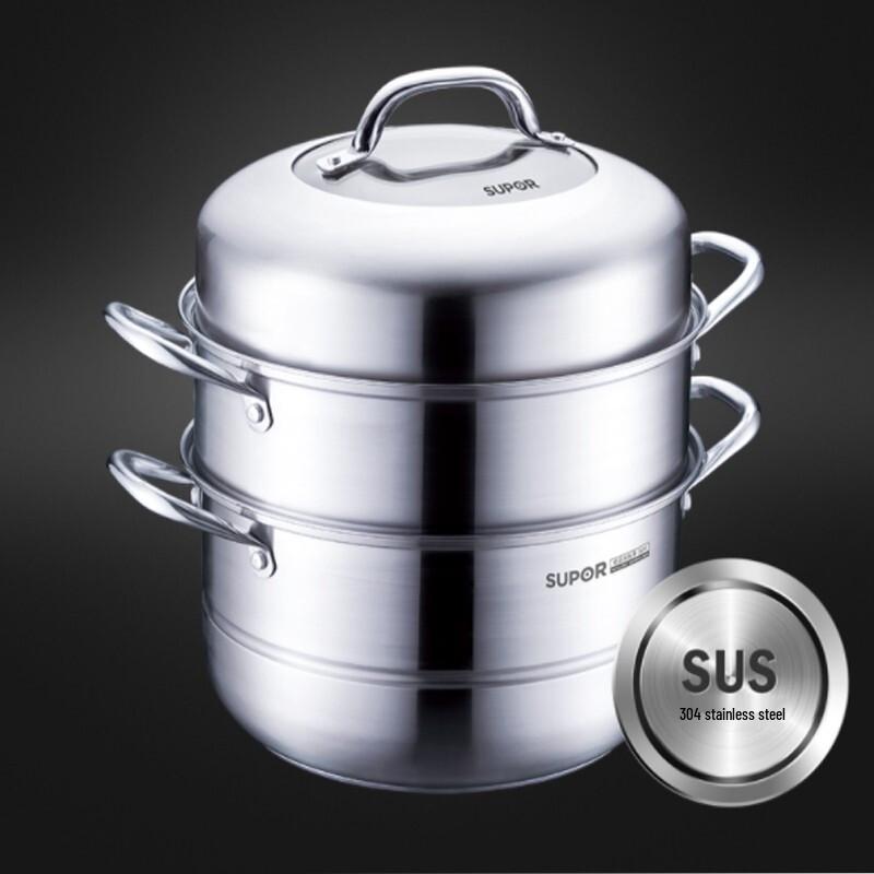 SUPOR 26cm 3-lagiger Edelstahl-Dampfgarer & Suppentopf