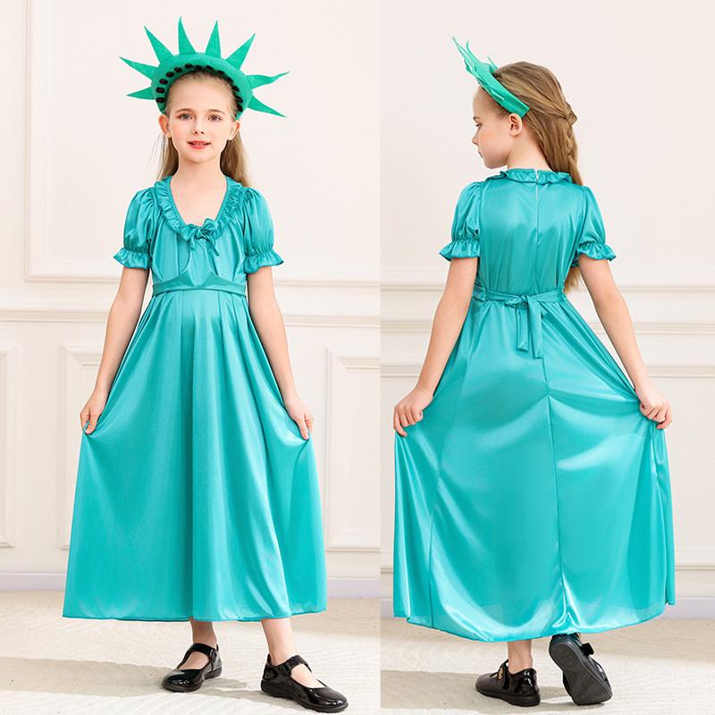 Statue Of Liberty Halloween Outfit With Flexible Polyester For Stage And Cosplay Use