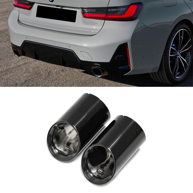 2x Ponteiras de Escape Pretas Para BMW Série 3 G20 G21 (APENAS 2019-2022 Pré-LCI) Serve para 320i 320d 330i 330e Touring Wagon Escapamento Tubo de Escape