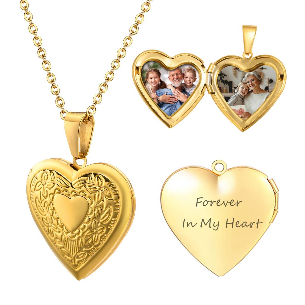 Stainless Steel Jewelry Custom Photo Frame Heart Locket Necklace Women Memory Romantic Love Pendant For Promise Keepsake Gift
