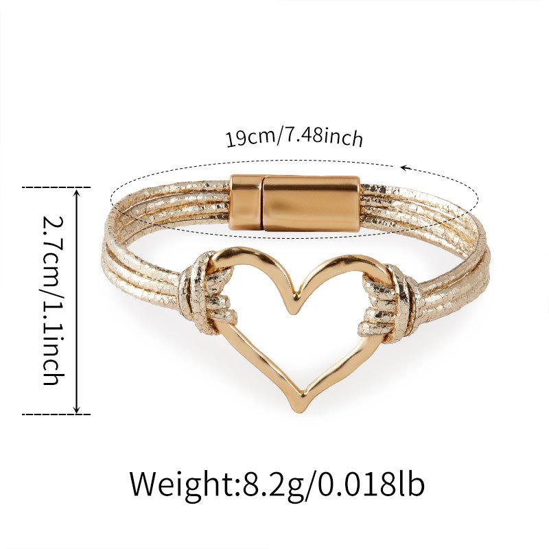Fashion heart-shaped bracelet multi-layer PU leather women s bracelet