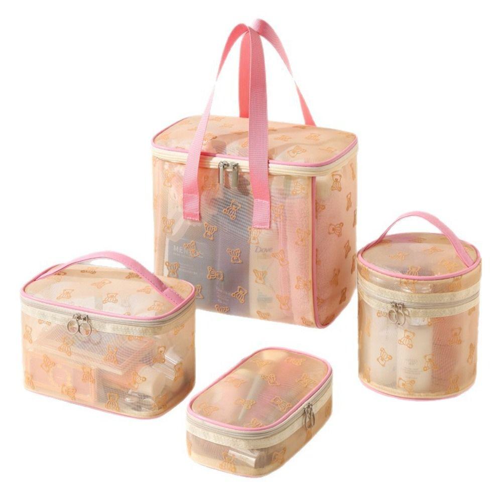 Large Capacity Mesh Cosmetic Bags INS Toiletries Storage Pouch Simple Visible Wash Handbag  Camping