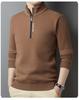 Men's Winter Fleece-Lined Zipper Sweatshirt with Semi-High Collar, Thickened Long-Sleeve Casual Sweater