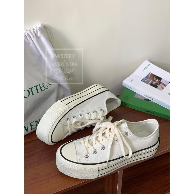 Thick-soled heightening canvas shoes female student muffin shoes 609