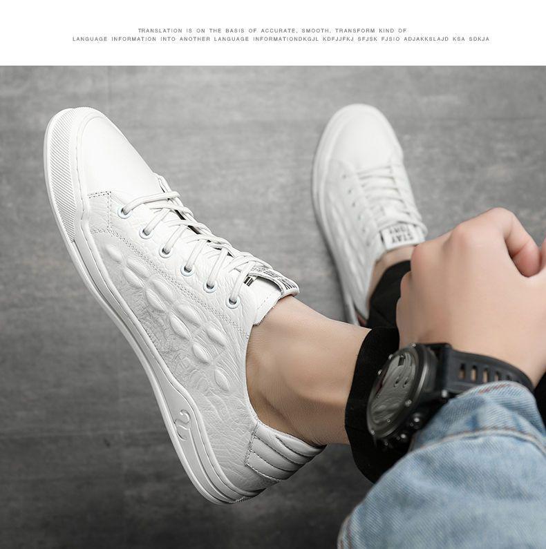 Cowhide Men's Sneakers 2025: New Soft Leather, Trendy Versatile White Shoes for Autumn/Winter Casual Wear