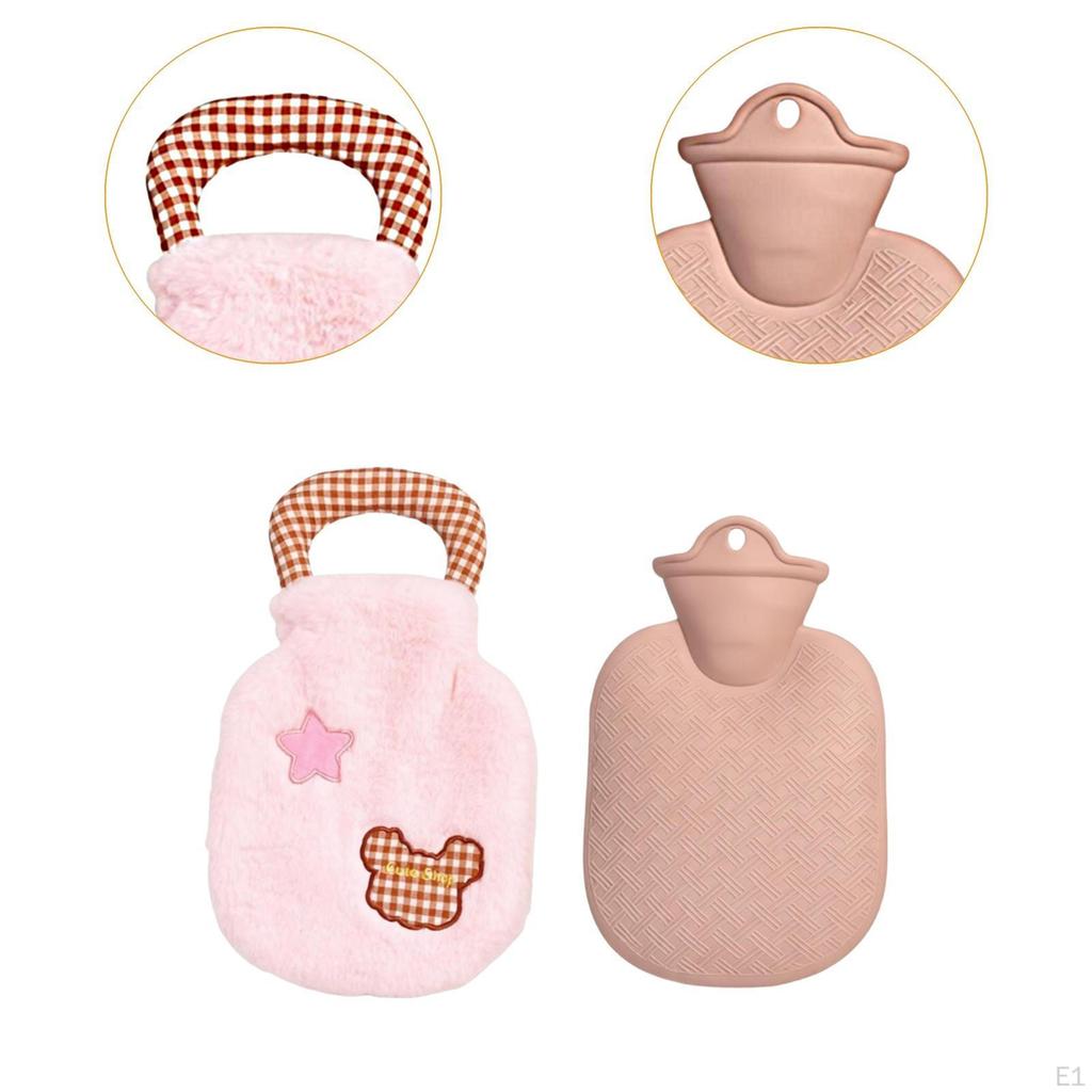 Water Bottle Hand Warmer Convenient Cartoon Portable Bag with Plush Cover for Bedroom