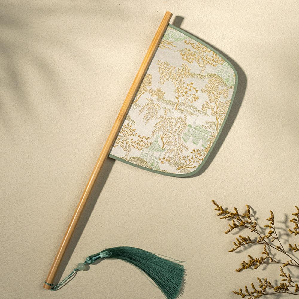 Long Handle Chinese Style Fan Exquisite Decorative Fan Home Decoration Hand Held Fans  Summer