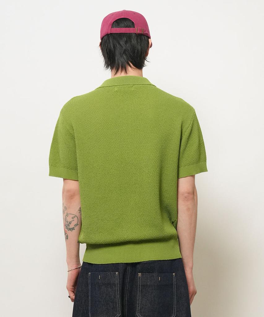 Generalidea Man Button Collar Half Knit [Green] / Gf2Mkp016