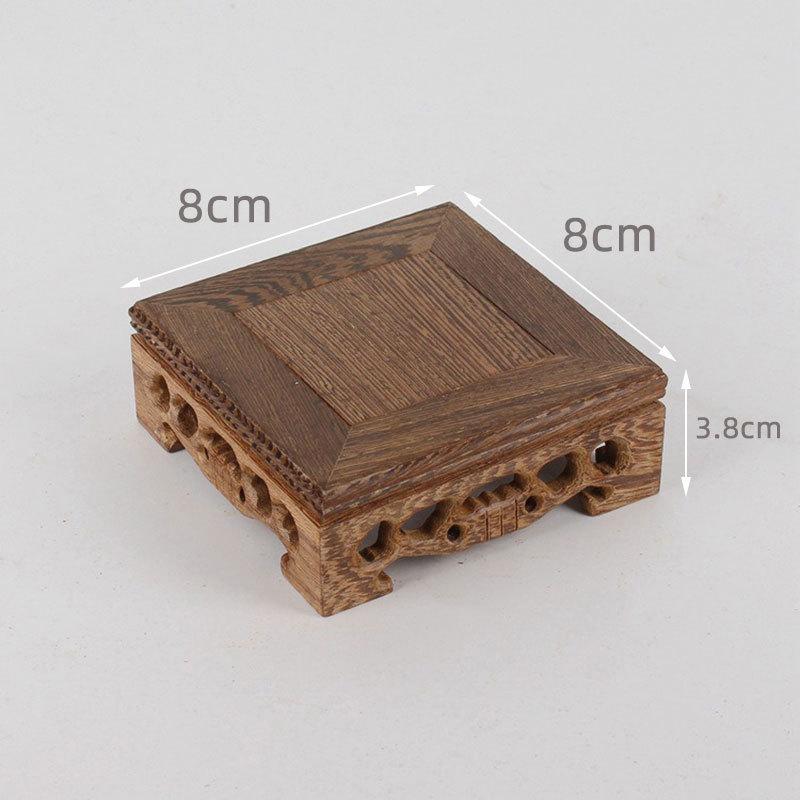 Retro Engraving Wooden Tea Tray Teapot Bases Bonsai Buddha Stand Fish Tank Pedestal Wooden Flowerpot Base Furniture Home Decor