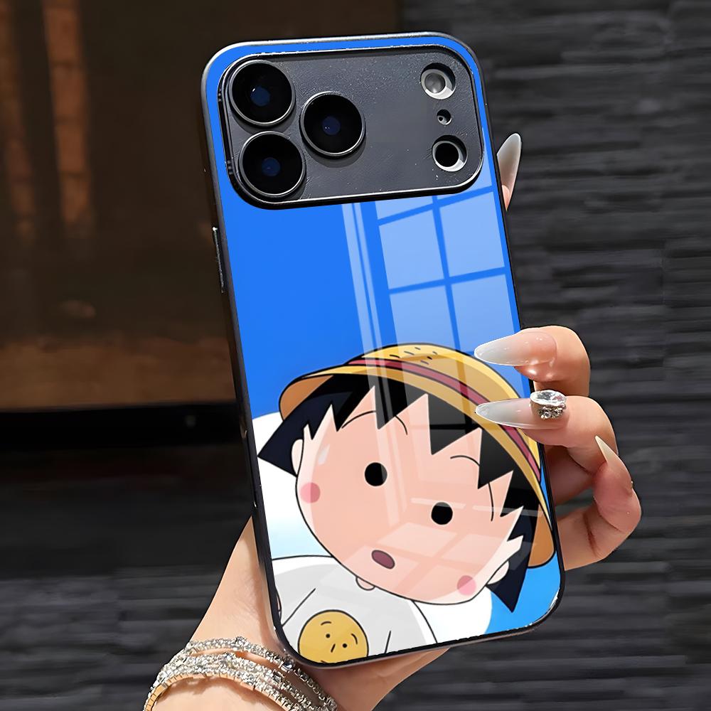 Chibi Maruko-chan Phone Case For IPhone 17 Pro Max 16 15 14 Pro Max 13 11 X Xs Xr 8 7Plus Glass Cover