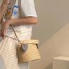2025 Bow Plaid Straw Bucket Bag: Versatile Crossbody & Shoulder Handbag for Women
