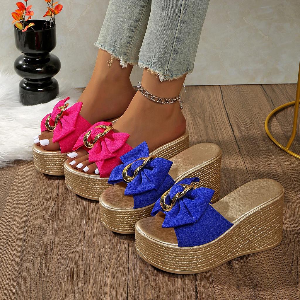 Fashion Women Sandals Fashion High-heeled Summer Bow Comfortable Elegant Platform Women 2025 New Designer Shoes Wedges Sandals Women