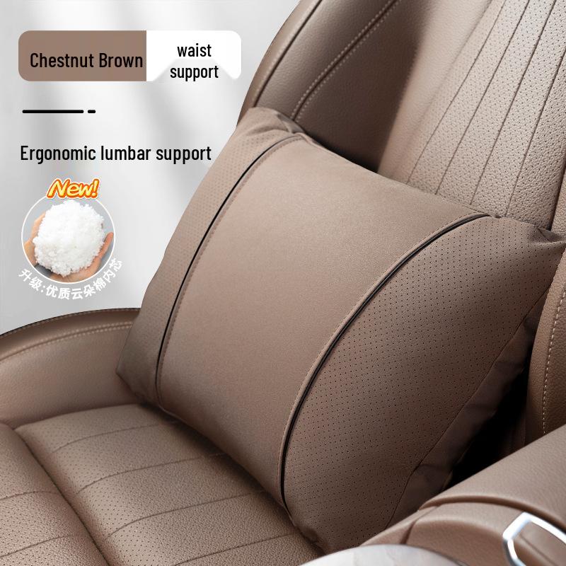 Universal Suede-Style Car Neck and Lumbar Support Pillow – All-Season Comfort for Headrests