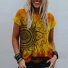 Fashion Women's Summer Printed Short Sleeve Crew-Neck T-Shirt Casual Tee Tops