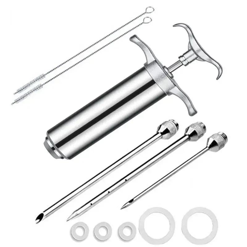 

Marinade Meat Seasoning Injector Kit Grill Turkey BBQ Seasoning Sauce Flavor Needle Cooking Syringe Stainless Steel Injector M