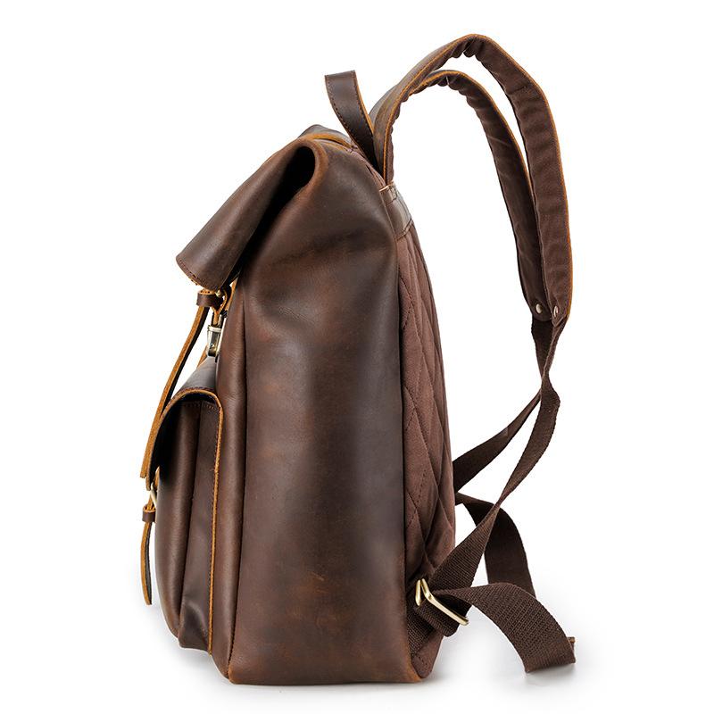 Crazy Horse Genuine Leather Backpack for Men 17" Laptop Daypack Large Capacity Male Travel Tote Bag Vintage School Shoulder Bag