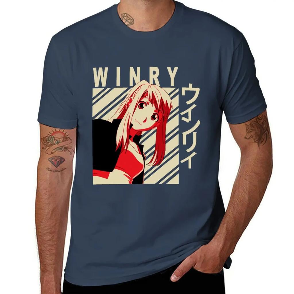 New Winry Rockbell - Vintage Art T-Shirt Black T Shirt Tops Sweat Shirts Oversized T Shirts Mens T Shirt Graphic