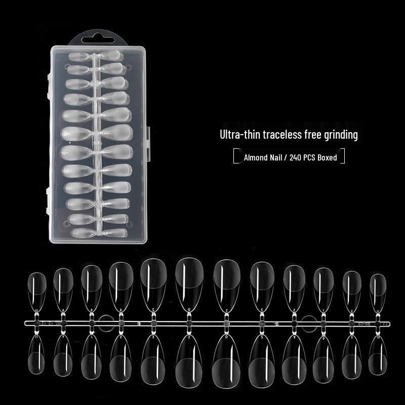 Ultra-Thin Transparent Frosted Long Almond Ballerina Nail Tips