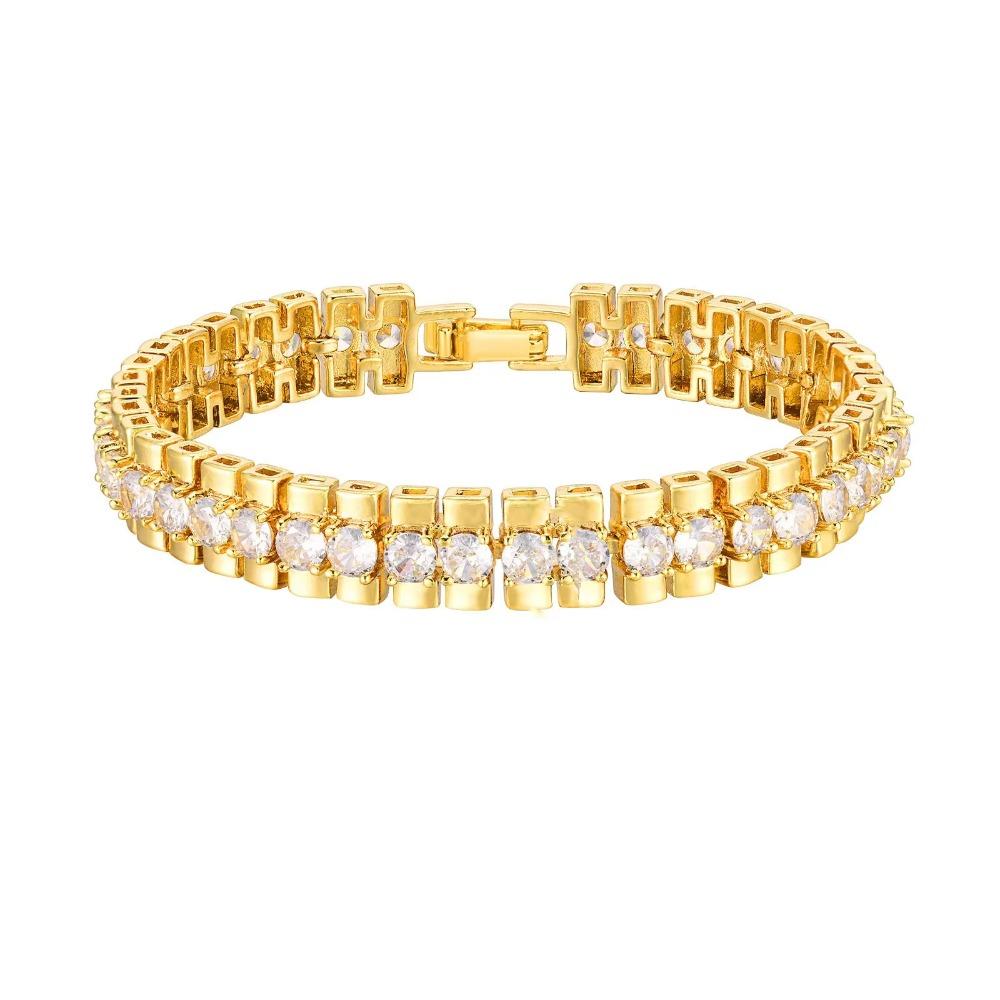 Jewelry Block Chain Bracelets Waterproof Cubic Zirconia Bangle  Jewelry Accessories