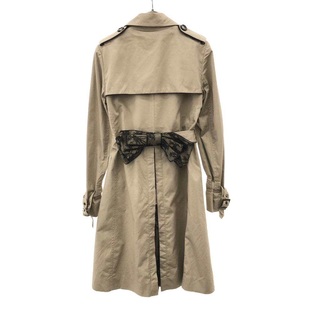 Red Valentino Back Ribbon Trench Coat Beige Belt with Lining Women Used