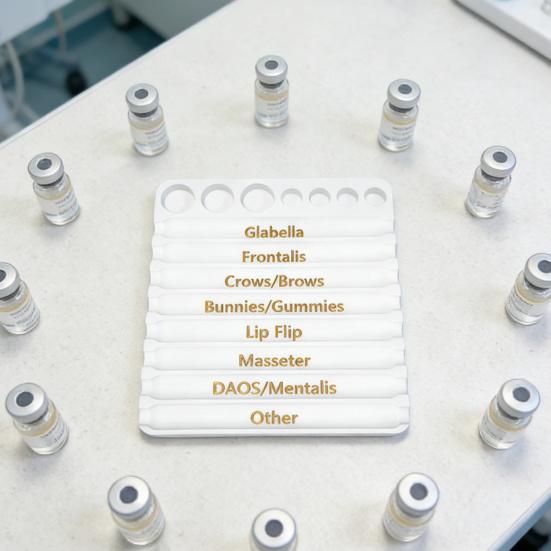 Aesthetic Practitioner Injector Tray with 8 Slots 7 Grids Professional Cosmetician Nurses Label Vial Holder Injector Storage Organizer Tray