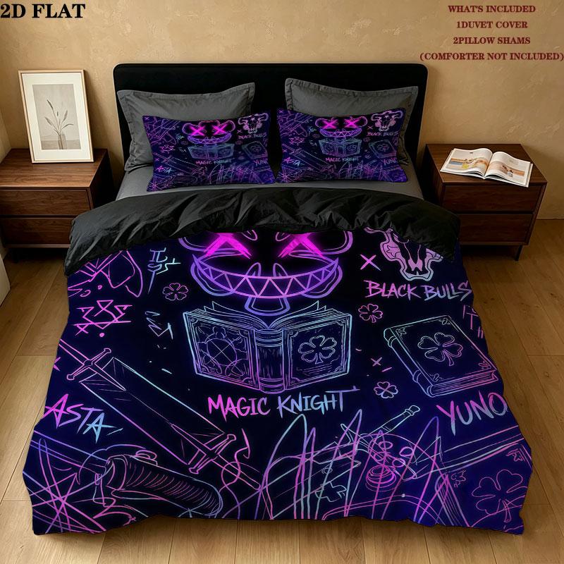 Schwarzes Kleeblattmuster Bettwäsche Steppdecke Set Bettbezug Kissenbezug Zuhause Geburtstagsgeschenk(1 Bettbezug + 2 Kissenbezüge, ohne Füllung)