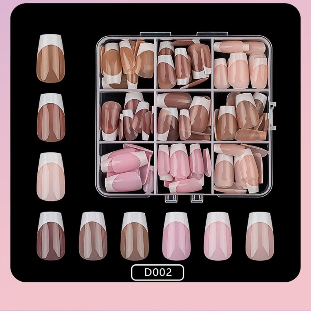 108pcs Mixed Color Fake Nail Almond Coffin Press On Nails New French False Nail  DIY