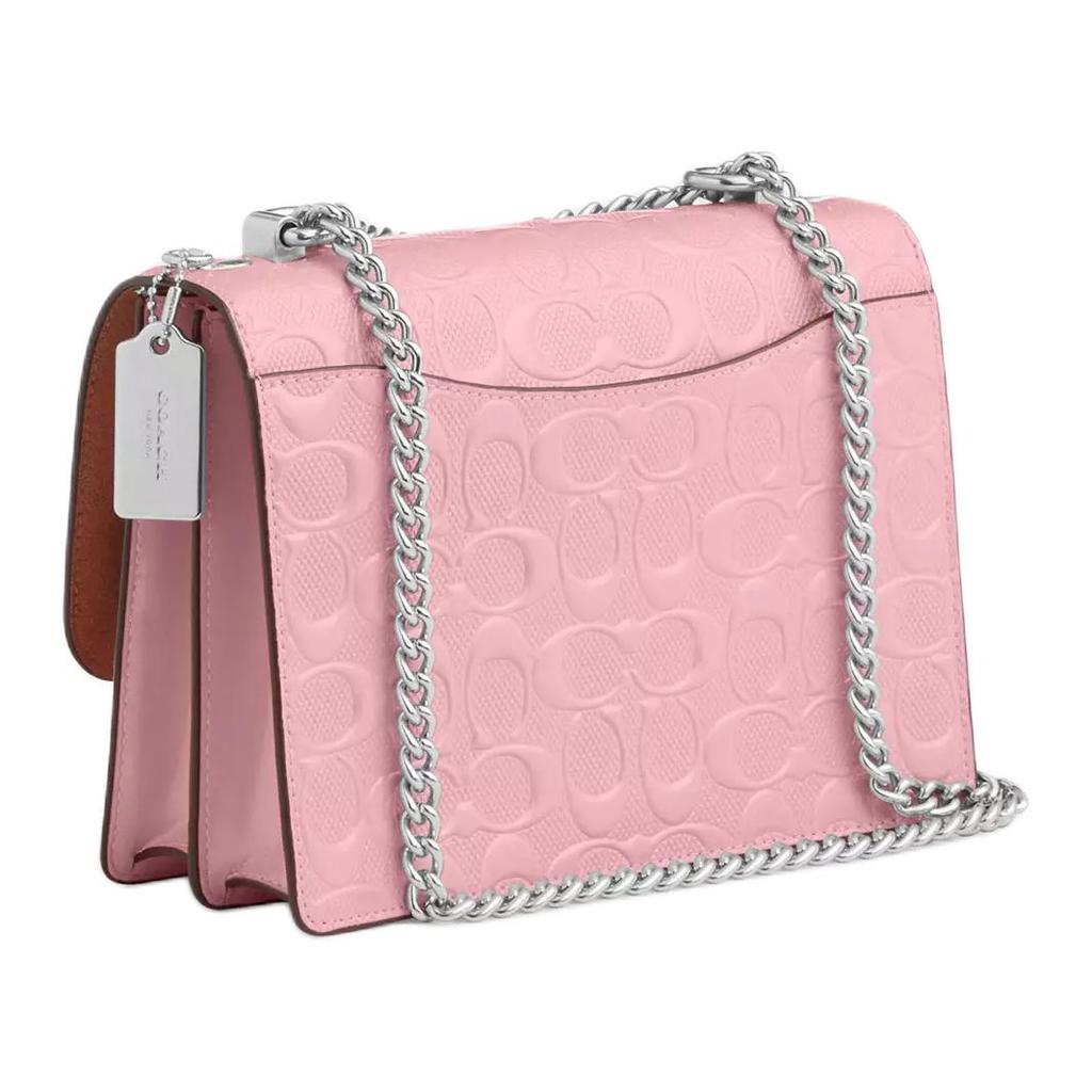 Coach Klare 22 Two-Way Adjustable Shoulder Strap Snap Closure Pearlized Patent Leather And Smooth Leather Small Crossbody Bag CDA97-SVPK