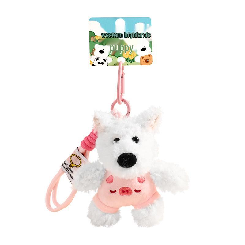 Charming West Highland Terrier Plush Keychain - Cute Puppy Pendant Bag Charm Gift