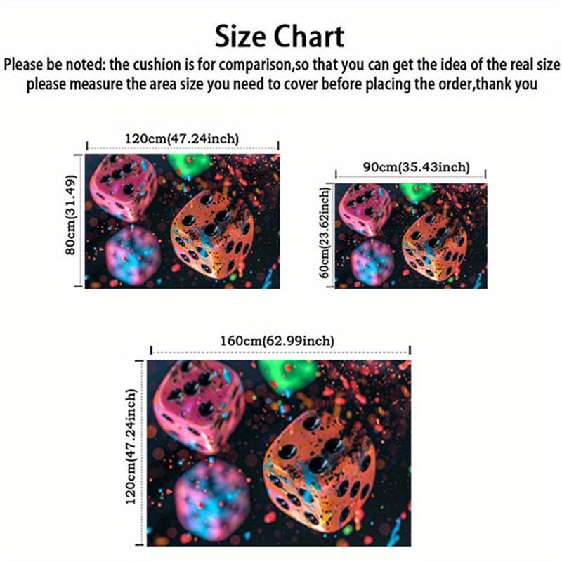 1pc, creative colorful dice pattern printed area rug, non-slip rug for living room/bedroom/laundry room/playroom, machine washab