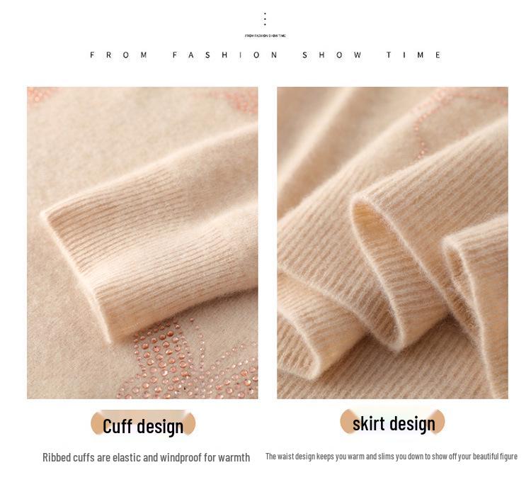 Butterfly Rhinestone Crew Neck Casual Spring Sweater for Women