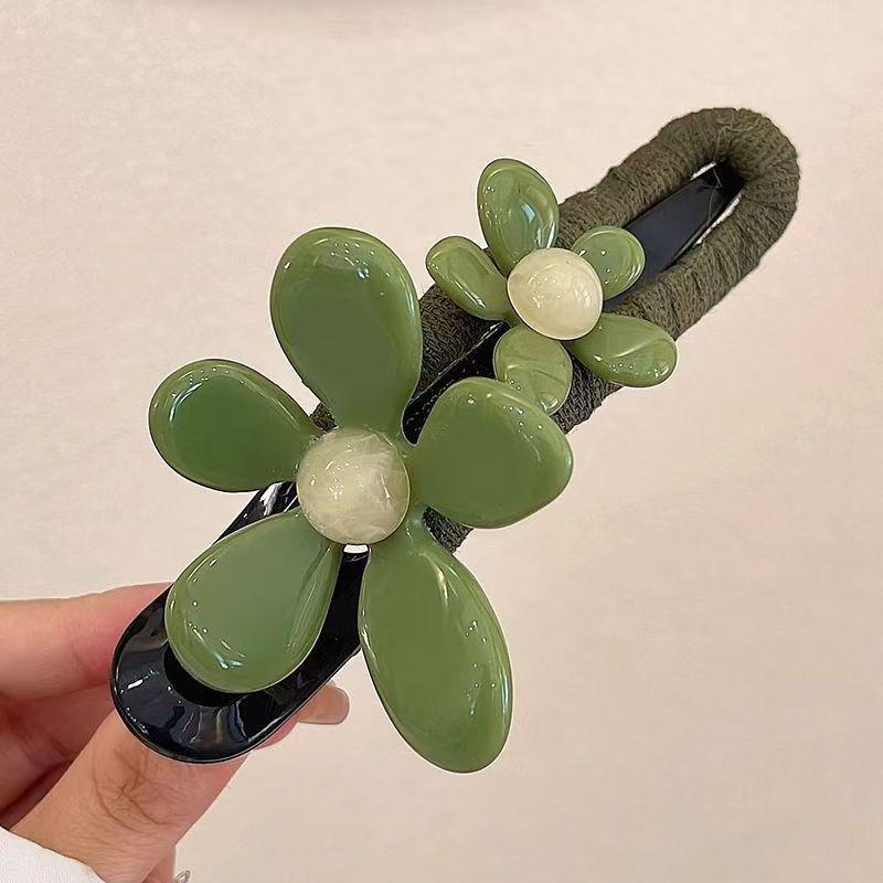 Double Flower Duckbill Clip Sweer Elegant Ponytail Clip for Women Girls Thin Thick Curly Hair Styling Hair Accessories Barrettes