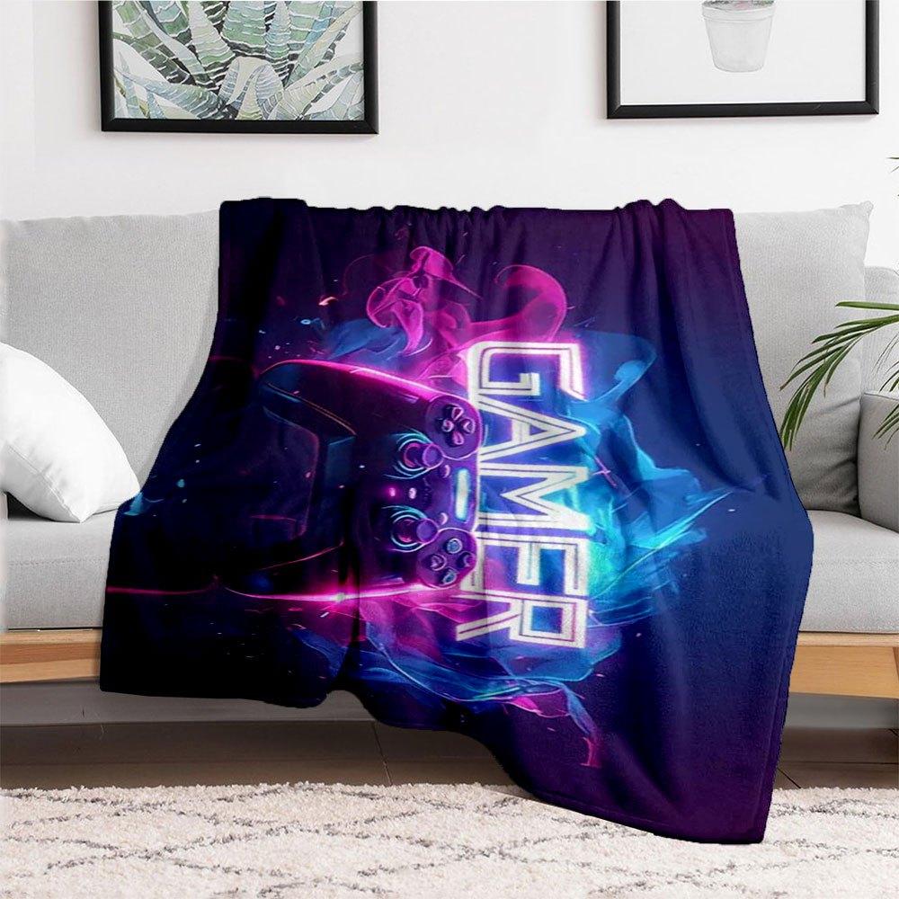 "Neon Gamer Controller Neon Sign Wall Art"Blanket Flannel Throw Blanket for Sofa, Bed, Travel, Camping, Office, Couch, Chair, And Bed Gift F
