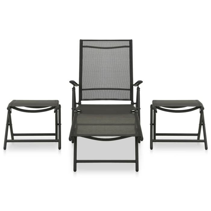 Maison Exclusive - Salon de jardin 3 pcs textilène et aluminium noir