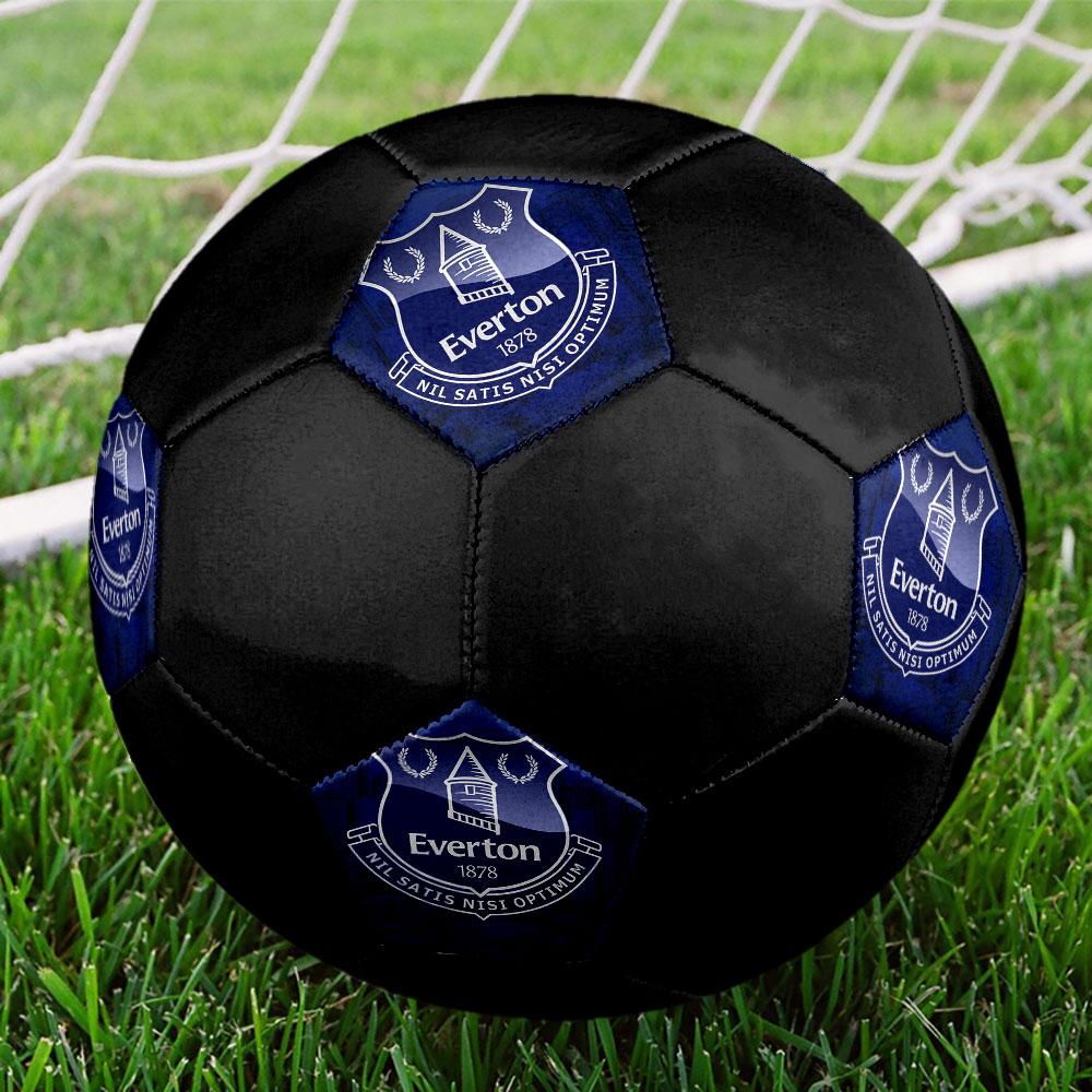 Everton FC Size 5 Soccer Ball, Machine-Stitched PVC, Durable & High Bounce, All Ages Fit, fan merchandise, matches & outdoor use.