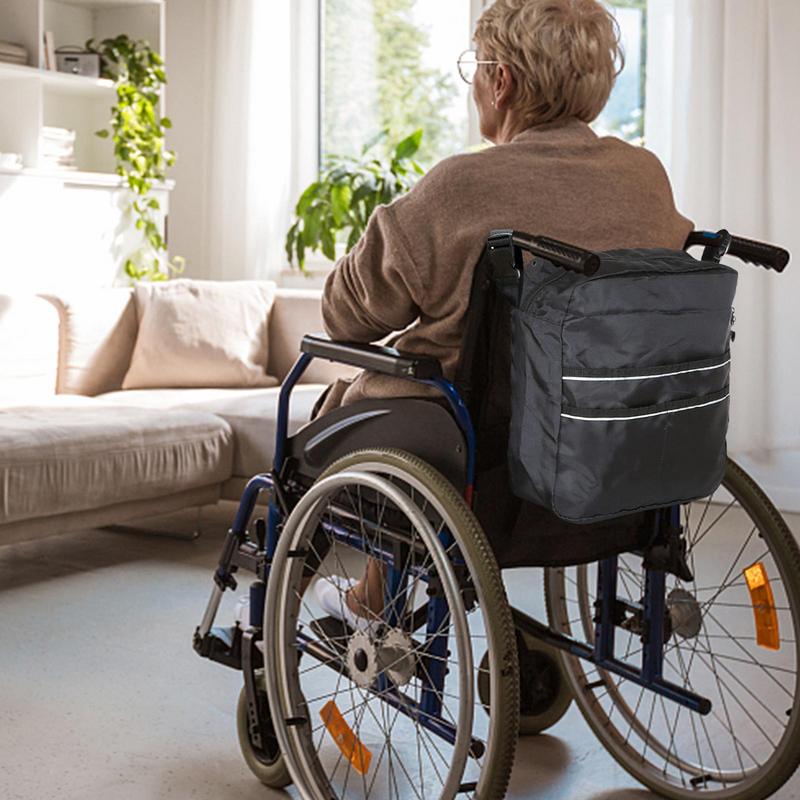 Rollstuhltasche, Zubehörtasche für Elektrorollstühle, für Erwachsene und Senioren, große Tragetasche, Zubehör zum Aufhängen, Transport, Aufbewahrung, Reisen, zurück