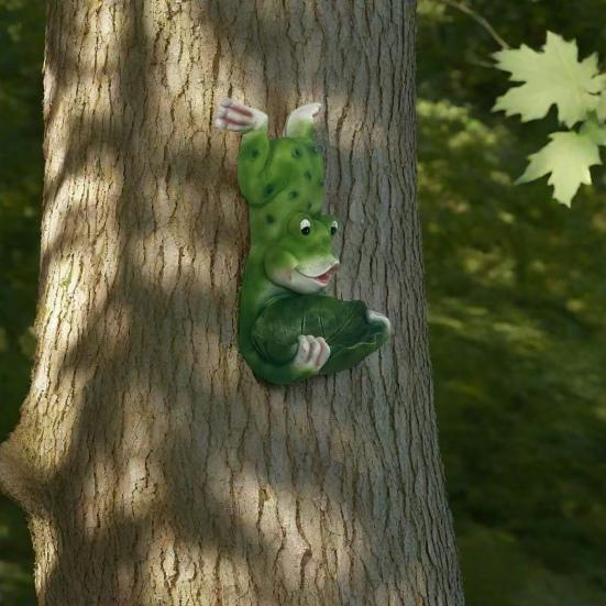 Žabí socha Krmítko pro ptáky Zahradní dekorace Žabí figurka Pryskyřice Žabí design Krmná miska na strom Venkovní použití Terasa Zahrada Přední veranda