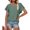 Summer New Women's Loose Round Neck Ruffle Sleeve Casual Chiffon T-shirt Top, European & American Style