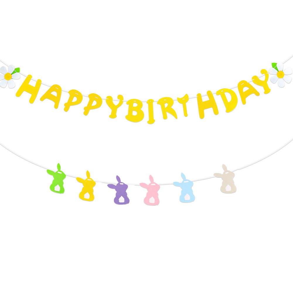Adorable Daisy Themed Happy Birthday Flags For Kids Party Decoration Setup And