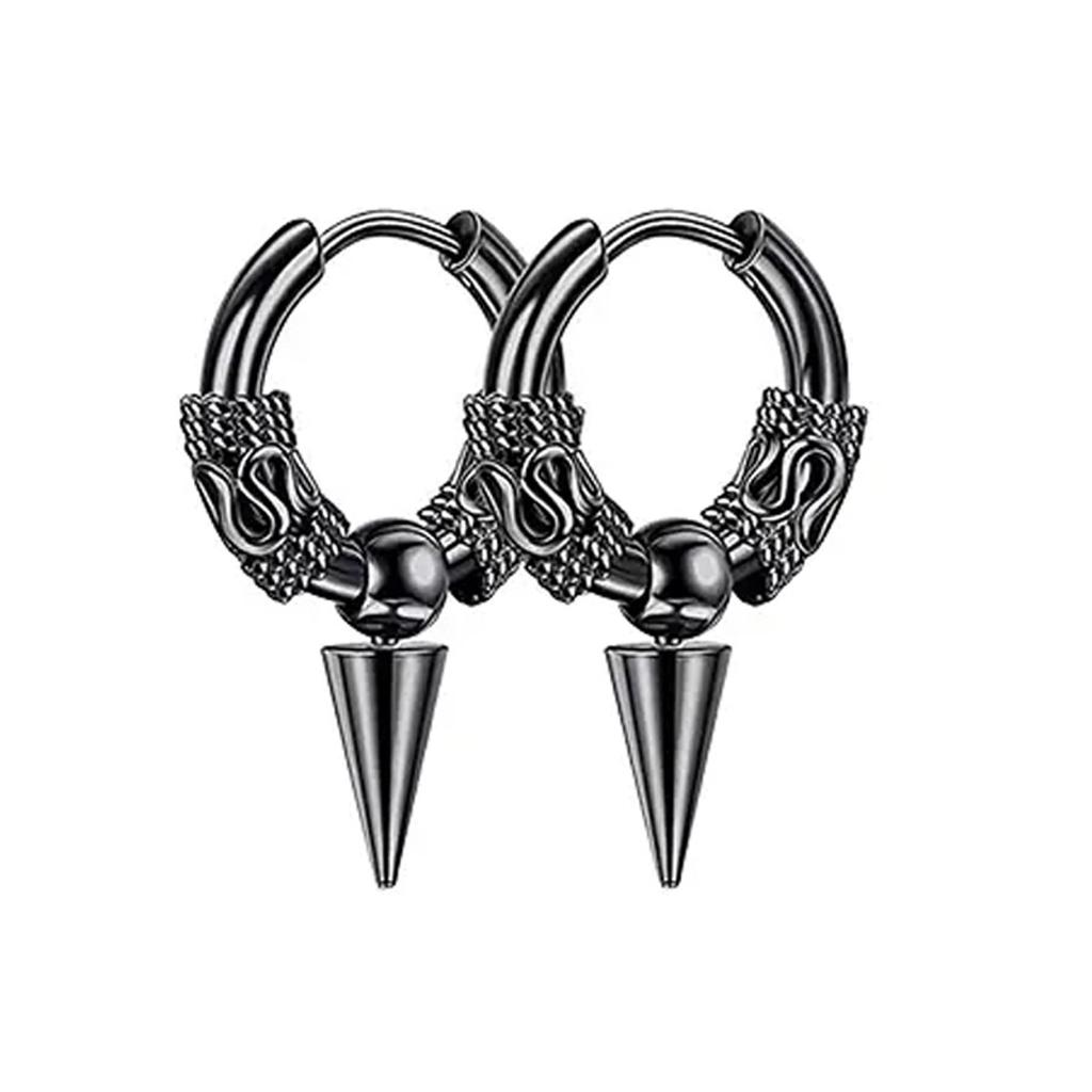 1Pair Punk Stainless Steel Round Circle Totem Hoop Earrings for Men Women Not Fade Ear Rings Hip Hop Male Jewelry Gift