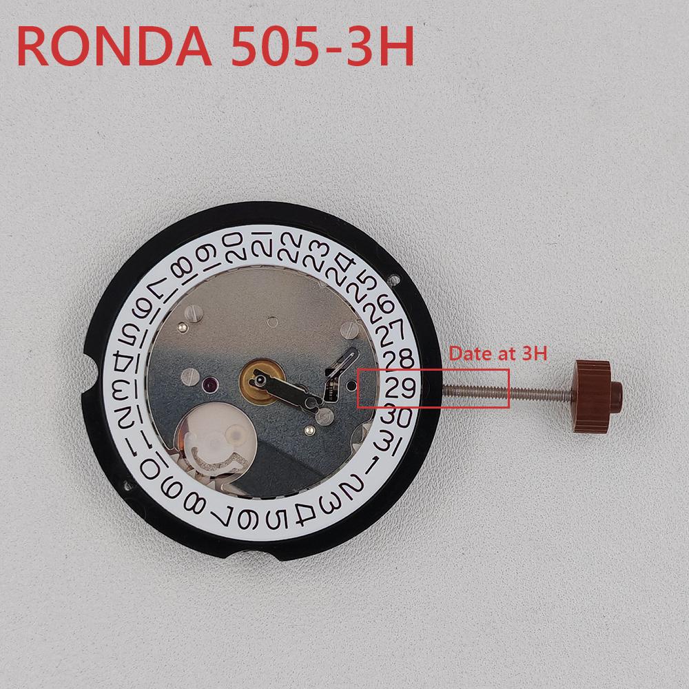 Ronda 505-3 Quartz Watch Movement Modification Replace Part Mechanism 505-3H Movement Battery Included Datewheel at 3H Position