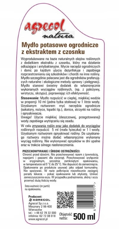 Sapone per giardinaggio al potassio e aglio 500ml biologico