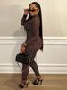 Leopard Print High-Waisted Slim-Fit Long-Sleeve Jumpsuit for Women