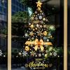 Christmas Window Stickers Large Static DIY Film Removable Golden Christmas Tree Window Decal for Wall Door Mirror Home Workplace