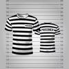 3D-Druck Sommer Gefangenen-Gestreiftes T-Shirt Schwarz Weiß Gefängnis-Thema Lustig Neuheit Kurzarm Herren Party Cosplay Kostüme