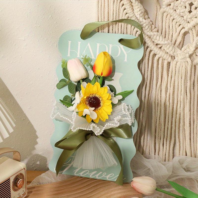 Happy Holiday 3D Flower Greeting Card Material Kit For Mother Teacher DIY Gift Idea