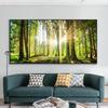 Sunrise Forest Wall Art Canvas Painting Modern Natural Landscape Posters and Prints Wall Pictures for Living Room Home Decor
