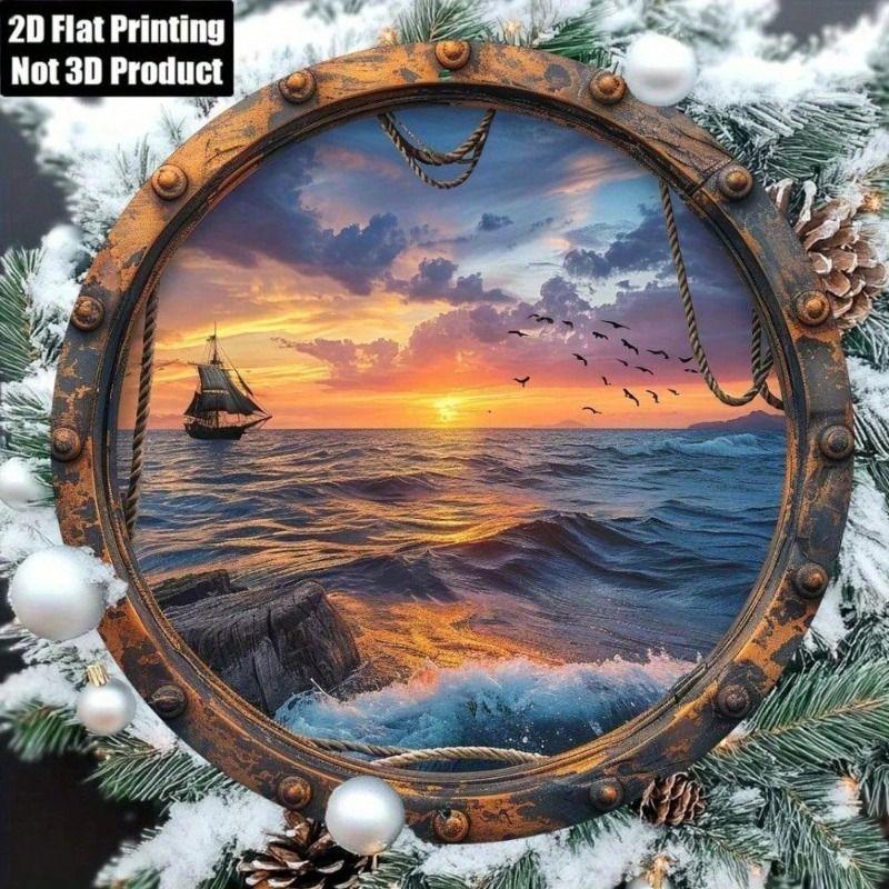 Metal Wall Art Vintage Nautical Porthole Sign 8x8 Inch Kitchen Decor