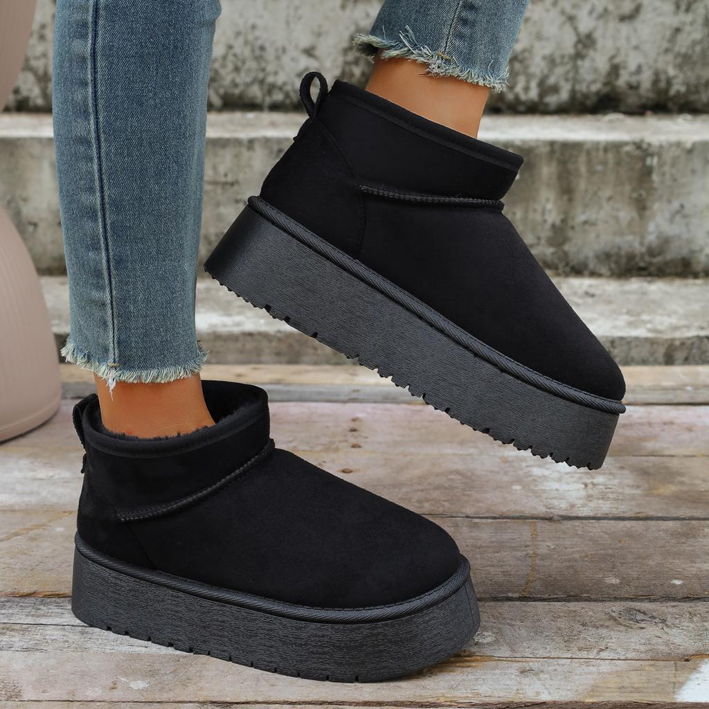 Fashion 2025 New Women Snow Boots Fashion Flats Platform Shoes for Ladies Casual Short Plush Warm Chelsea Ankle Boots Zapatos De Mujer