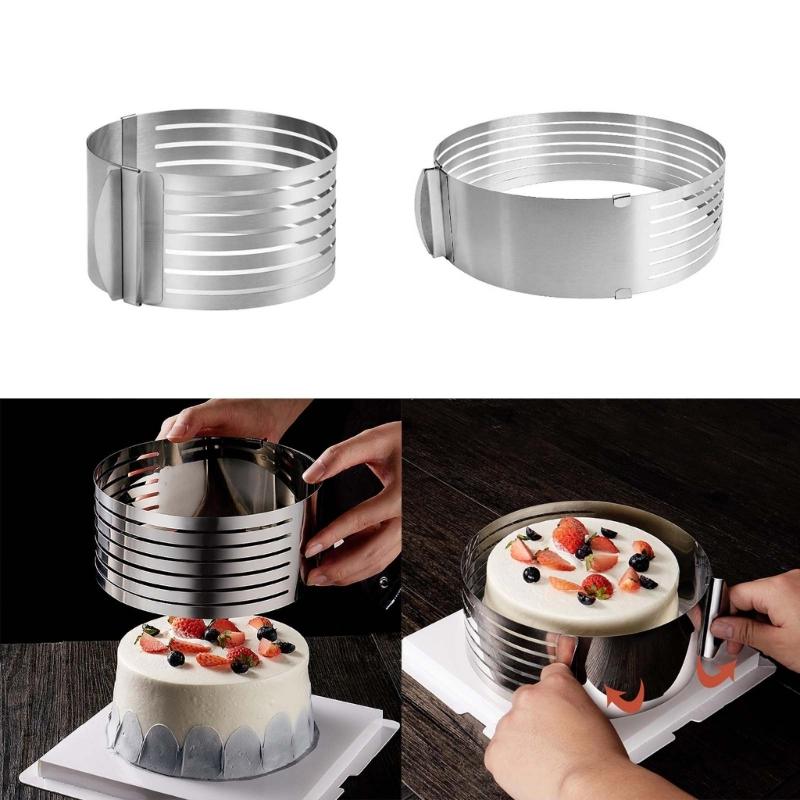 Round Mousse-Mould for Cake-Decor Cake Leveler-Slicer Adjustable Round Cake Cutter Rings Stainless Steel Cake Slicing